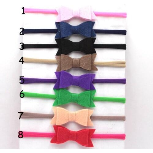 2016 New baby girl boy spandex nylon headband children skinny stretchy Non-Marking headwear Bowknot elastic hair Band 16 Colors