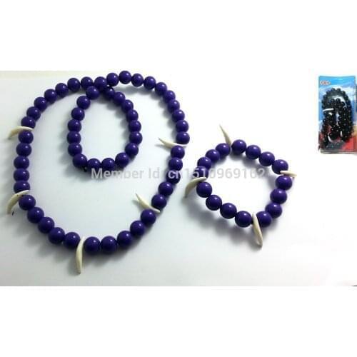 ANIME Sesshoumaru Cosplay Bead Necklace Inuyasha necklace cosplay prop Bracelet purple set of 2