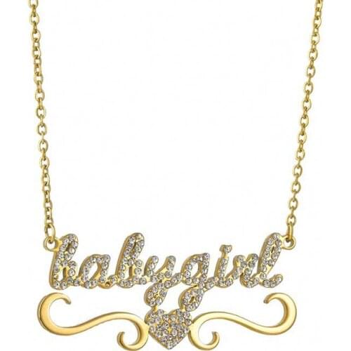 VIP Link Arabic Name Necklaces，put a Arabic on top of heart Zircon Pendants