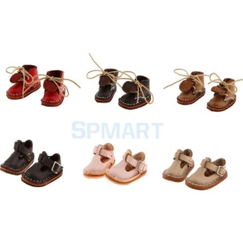 Pair of Fashion Shoes PU Leather Lace up Boots Shoes for 12'' Baby Doll Clothes