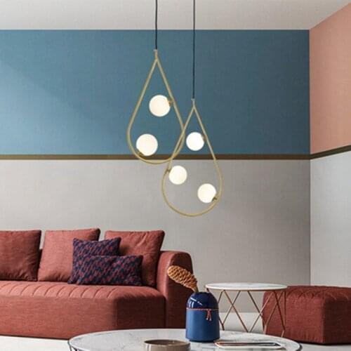 Nordic Pearls Pendant Light Retro minimalist pendant light design irongold for cafe lighting kitchen dining room glass ball lamp
