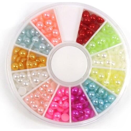 240PCS4MM color semi-circular free plastic bead flat ABS imitation pearl DIY clothes hairpin shoes jewelry accessories