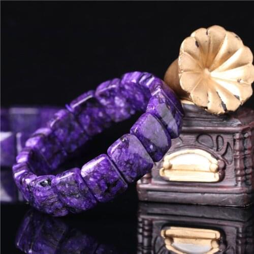 Natural Charoite Rectangular Bracelet Bangle Aura Crystal Gem Hand Row Mens and Womens Party Wedding Fine Jewelry Gifts