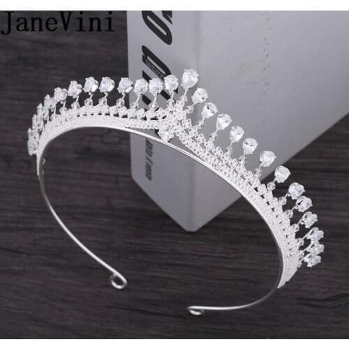 JaneVini 2018 Luxury Wedding Bridal Crystal Tiara Crowns Silver Queen Pageant Prom Rhinestone Tiara Headband Hair Accessories