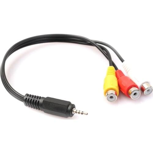 Retail 2.5mm Mini AV Male to 3RCA Female M/F o Video Cable Stereo Jack Adapter Cord