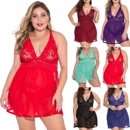 Sexy Sex Erotic Night Dress Women Lace Plus Size Nightgown Temptation Backless Sexy Lingerie Sleepwear Nightwear