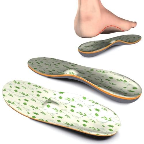 Green Printing Memory Foam Insoles Plantar Fasciitis Arch Support Insoles for Women Men Shock Absorption Sports Shoe Inserts