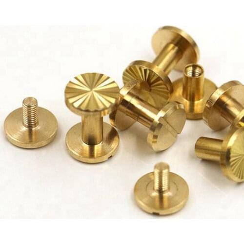 4-9mm Height Solid Brass Binding Chicago Screws Nail Cap Stud Rivets For Scrapbook Leather Craft Belt Wallet Diy Accessories