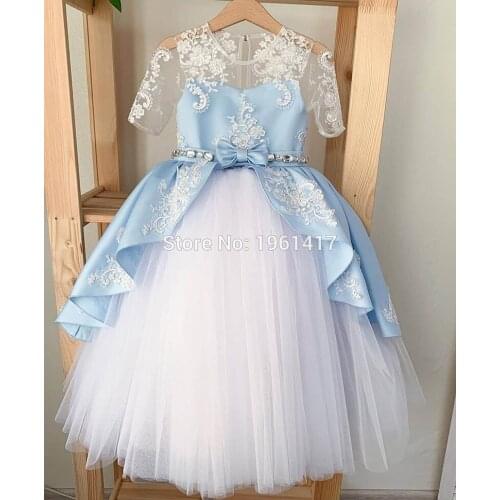 Vintage Flower Girls Dress for Wedding Evening Children Princess Party Pageant Long Gown Kids Dresses for Girls Formal Clothes