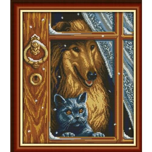 Inside the window cross stitch kit aida 14ct 11ct count print canvas cross stitches needlework embroidery DIY handmade
