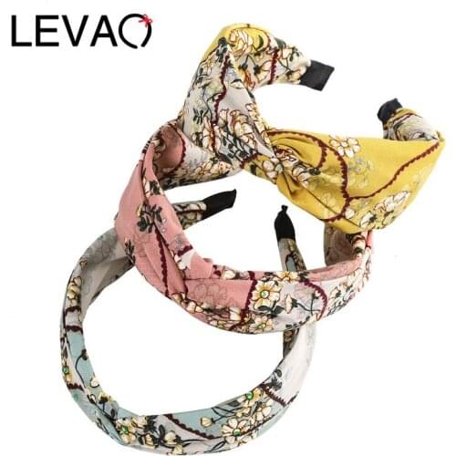 LEVAO Fashion Flower Headband Cross Broadside Hair Bands Women Elegant Hair Hoop Bezel Headbands Hair Bands Hair Accessories