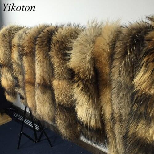 New Fur 2021 Winter 100% Raccoon Fur Real Natural Fur Collar & Womens Scarfs Fashion Coat Sweater Scarves Collar Luxury Neck Cap