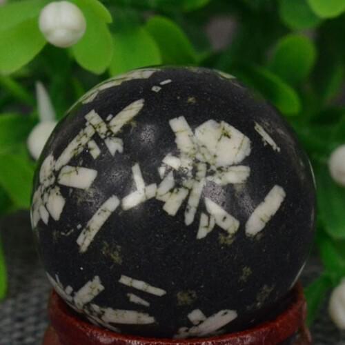 1.2")30MM Natural Gemstone Chrysanthemum Stone Sphere Crystal Globe Ball Chakra Healing Reiki Stone Carving Crafts,Minerals