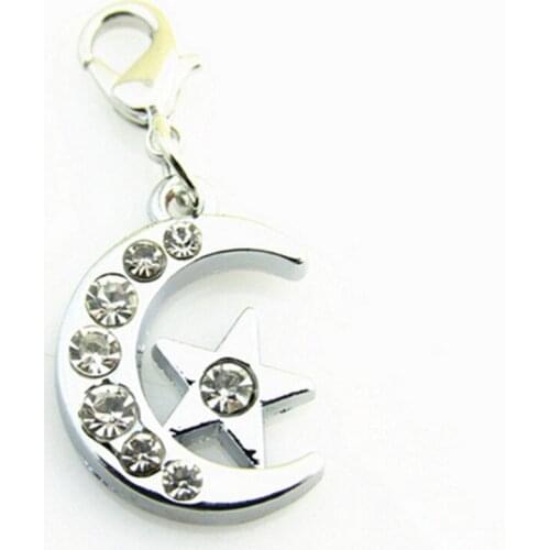 10pcs/lot Star Moon Dangle Charms Pendant Charms Lobster Clasp Hanging For Necklace Charm Bracelet Jewelry