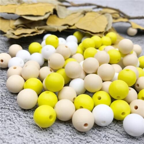 10pcs 15mm Baby Yellow Series Silicone Teething Beads Organic Rattle Crib Toy DIY Accessories Jewelry Beads