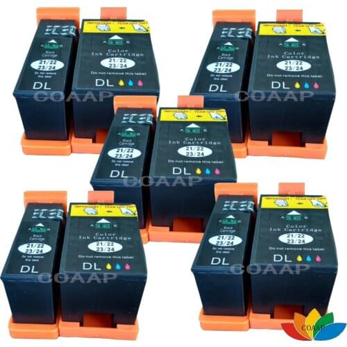 10 Pack Dell 21/22/23/24 series Compatible Ink Cartridges color + Black For Dell V313 V313W V515W P513W P713W V715W Printer