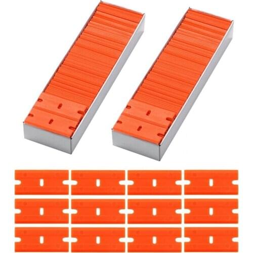 200PCS Plastic Razor Blades Double Edge Razor Blades For Remove Decals Stickers Adhesive Label And Glass Clean