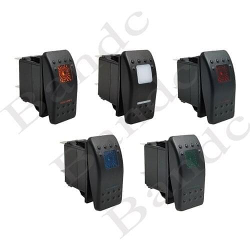 3 Positions 7pin (On)-Off-On DPDT Rocker Switches for ARB/Carling/NARVA 4x4 Style, 12V 20A 24V 10A, Dual Led Lights, Waterproof