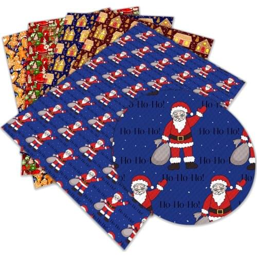 30 cm x 136 cm Santa Christmas Theme Pattern Printed Faux Suede PU Fabric for DIY Sewing Garment HairBow Bags L207