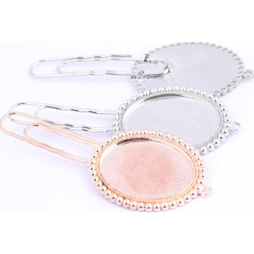 5pcs 22x30mm Oval Cabochon Bookmark Base Setting Trays Rose Gold Charm Pendant Bezel Blanks Diy Craft Accessories