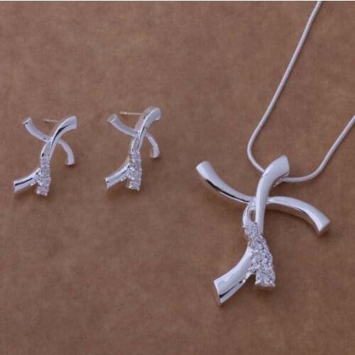 AS345 Hot sterling Jewelry Sets Earring 459 + Necklace 128 /anpajewa aucajlja silver color