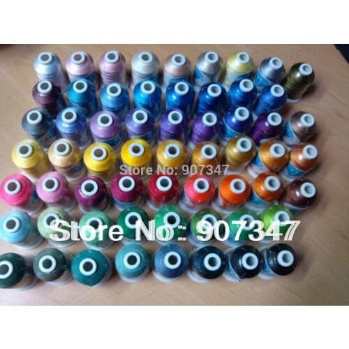 Free shipping 5 assorted glow in the dark thread + 61 Brother colors machine polyester embroidery thread - 1000m/mini-king spool