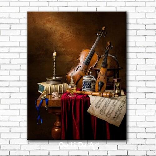 Free shipping photography violin flute sheet music scenery oil painting canvas printings on canvas wall art decoration picture
