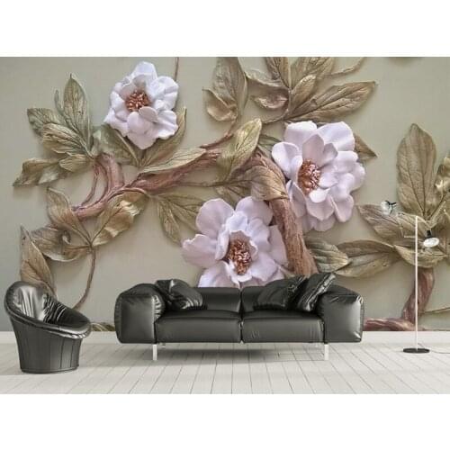 8D Large Papel Mural 3d Mural Wallpaper Flower Trees 3D Wall Photo Mural Stone Wall paper for Background 3d Wallcoverings Decor