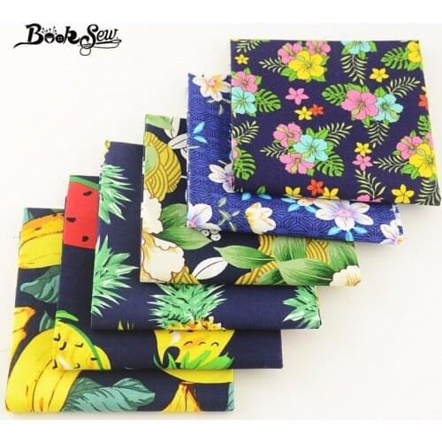 Booksew 100% Cotton Poplin Fabric Navy Blue Series 6PCS/lot Fat Quarter Bundle Home Textile For Craft Clothing Shirt Girls Dress