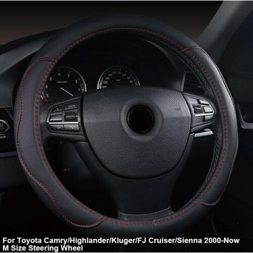 Car Steering Wheel Cover Wrap Non-slip For Toyota Camry Highlander Kluger FJ Cruiser Sienna 2000 -Now M Size Steering Wheel Auto