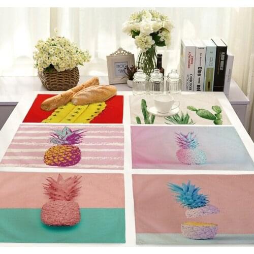 Color cactus pineapple placemat for dining table table mats for dining table kitchen accessories picnic blanket table cloth set