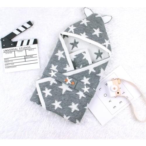 Baby Sleeping Bags Envelope for Newborn Girls Cocoon Cute Five Star Knitted Infantil Bebes Swaddle Wrap 0-6Months Boys Discharge