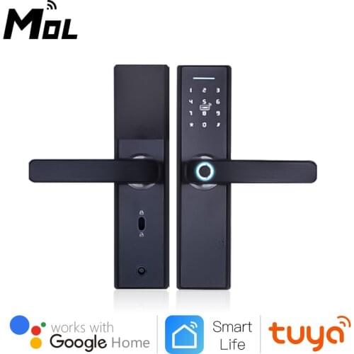 MOL Wifi Electronic Door Lock Security With Tuya APP Remotely/Biometric Fingerprint/Smart Card/Password/Key Unlock Hotels