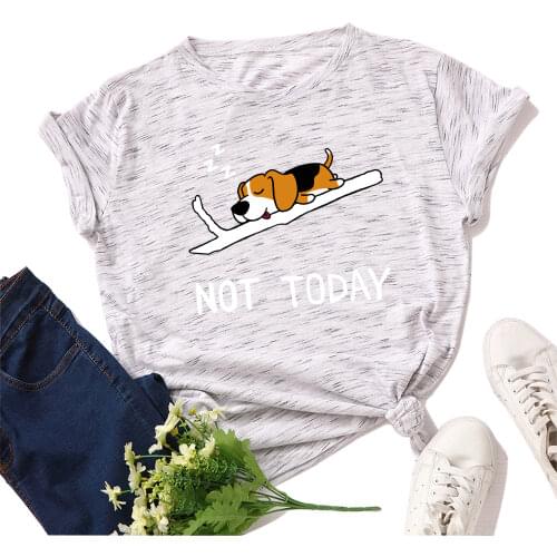 Women Short Sleeve Cotton T-Shirts Not Today Cute Dog Graphic Tees Summer Tee Tops for Female Loose Casual Oversized Tee Clothes