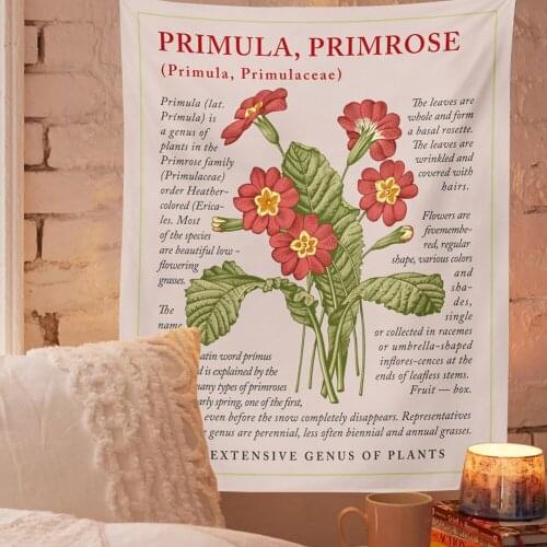 Wildflower Tapestry Wall Hanging Flower Reference Chart Plants Bohemian Tapestries Psychedelic Home Decor Decoration Mural tapiz