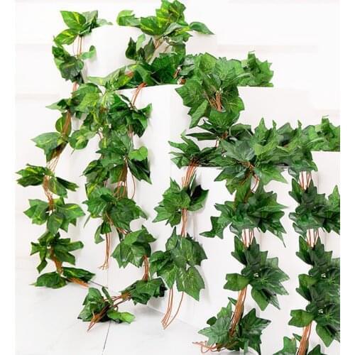 5pcs/Lot Artificial Plants Creeper Rattan Fake Flowers Garland With Green Leaf Ivy Vine DIY Hanging Wedding Wall Home Decor