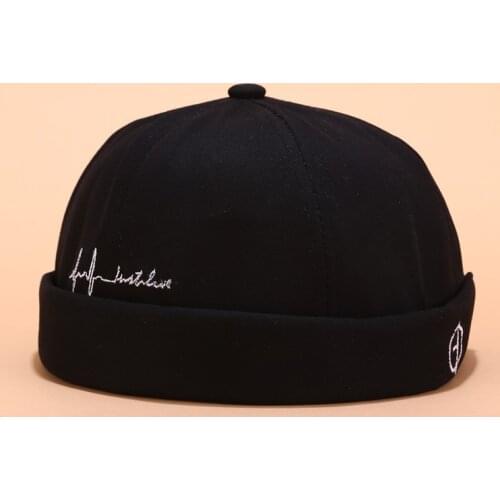 Embroidery Letter Men Women Skullcap Hat Cap Casual Docker Sailor Mechanic Brimless Solid Color Gorro Invierno Mujer Spring Cap