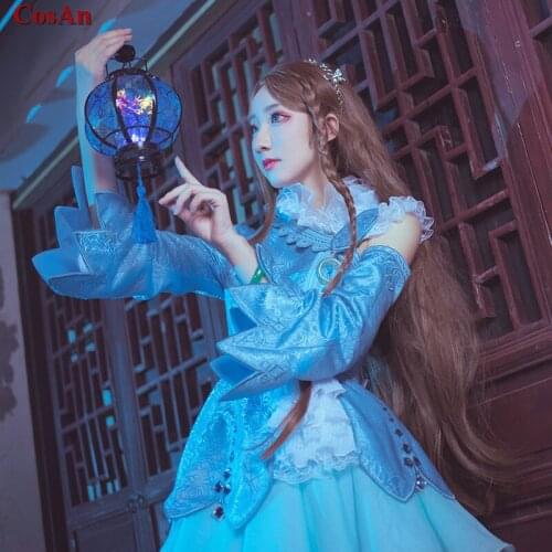 Hot Game Dou Luo Continent NingRongRong Cosplay Costume Elegant Blue Uniform Dress Female Activity Party Role Play Clothing S-XL
