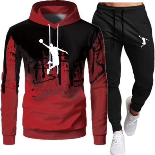 Autumn Winter sweatpants hoodie set Tracksuit Men Hooded Sweatshirt+pants Pullover Hoodie Sportwear Suit Casual Men Clothes