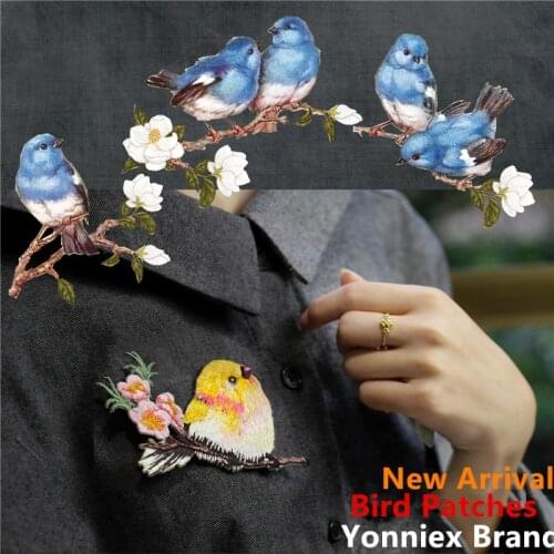Beautiful fashion embroidery bird with flower Patch sticke cloth paste clothing patch hole DIY accessories iron on cloth patch