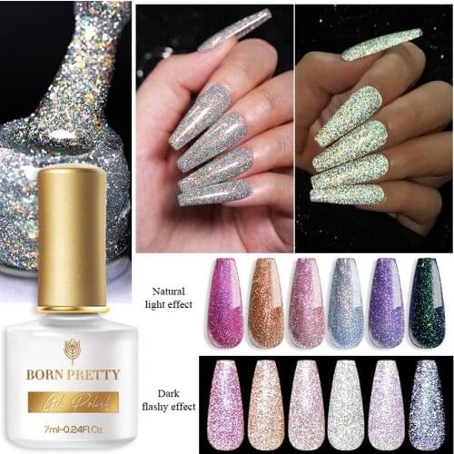 BORN PRETTY Reflective Glitter Cat Magnetic Gel Poliah Flash Gel Sparking Soak Off UV Semi-Permanent Varnish For Nails Manicure