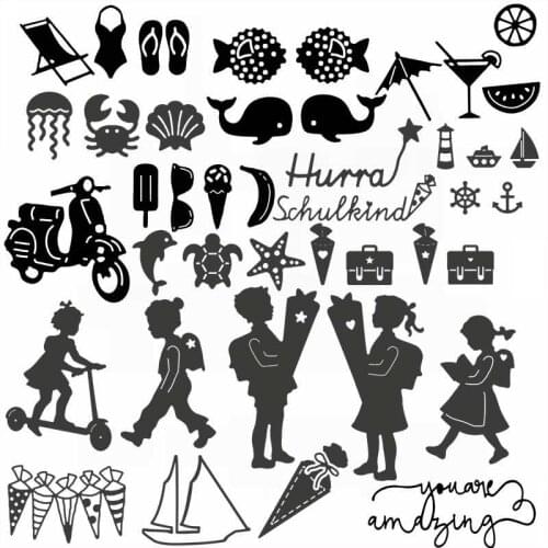 Human Animal Food Transportation Letter Metal Cutting Dies Decorate Scrapbook Craft Cards Stencils Embossing Die Cut New 2019