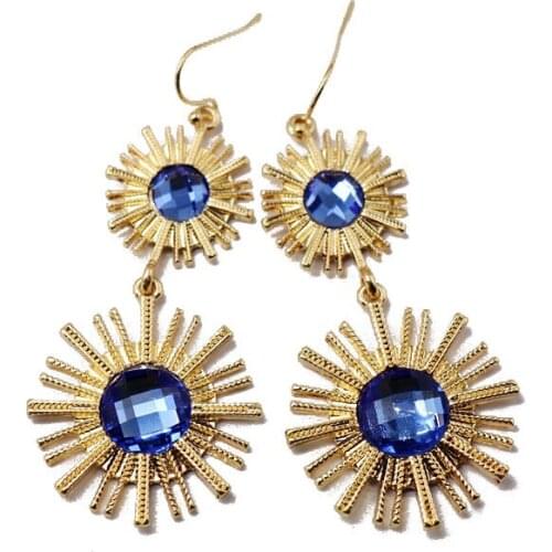 Fashion Brand Designer Insprired Radiated Stone Dangle Drop Earrings