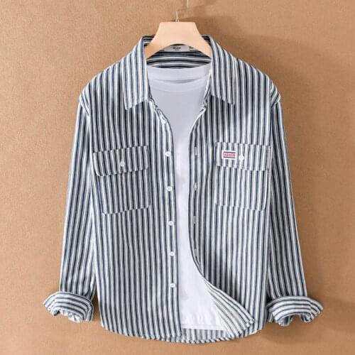 2021 New Style Italy Suehaiwes brand cotton shirt men stripe comfortable fashion shirts for men top camisa chemise
