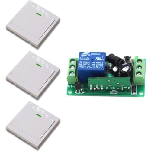 Latest DC9V 12V 24V 1CH RF Wireless Remote Control 1 * Receiver & 3 * Transmitter Wall Contrller High Quality
