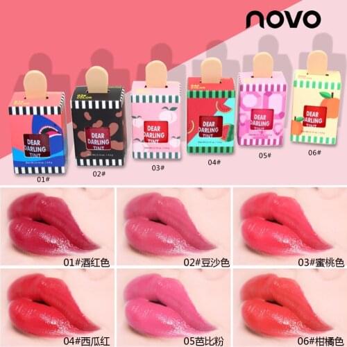 Novo Ice cream lip tint 6 colors peach sexy red lip gloss waterproof long lasting moisturizing liquid lipstick tattoo pen HF055