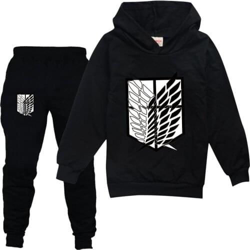 2021 New Arrival Attack on Titan Hoodie Sweatshirt Sweatpants Suit Shirt Trousers Sets child Boys/Girls Fashion Clothes