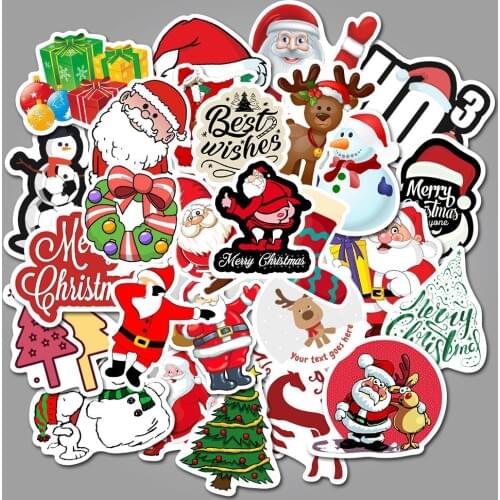 New 50PCS/lot stickers waterproof Christmas Santa Claus elk non-repeating luggage computer skateboard car motorcycle graffiti