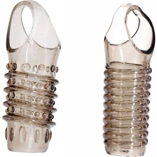 New silicone Male penis sleeve enlarge strap on bondage cock ring extender thick condoms hollow head Reusable Intimate sex toy