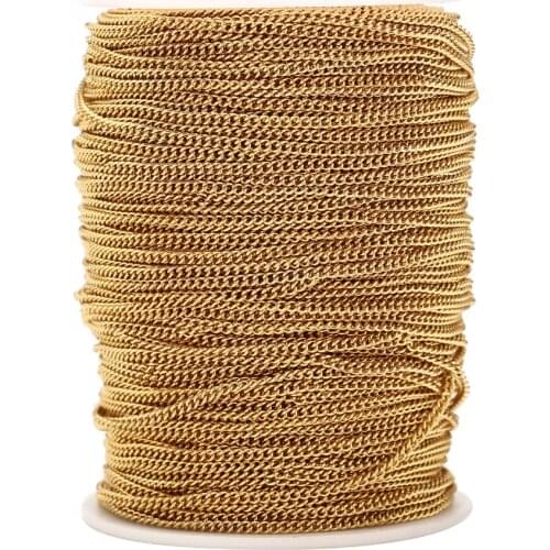 2MM Gold tone Stainless Steel Bulk Necklace rolo Link Chains for Jewelry Making Supplies